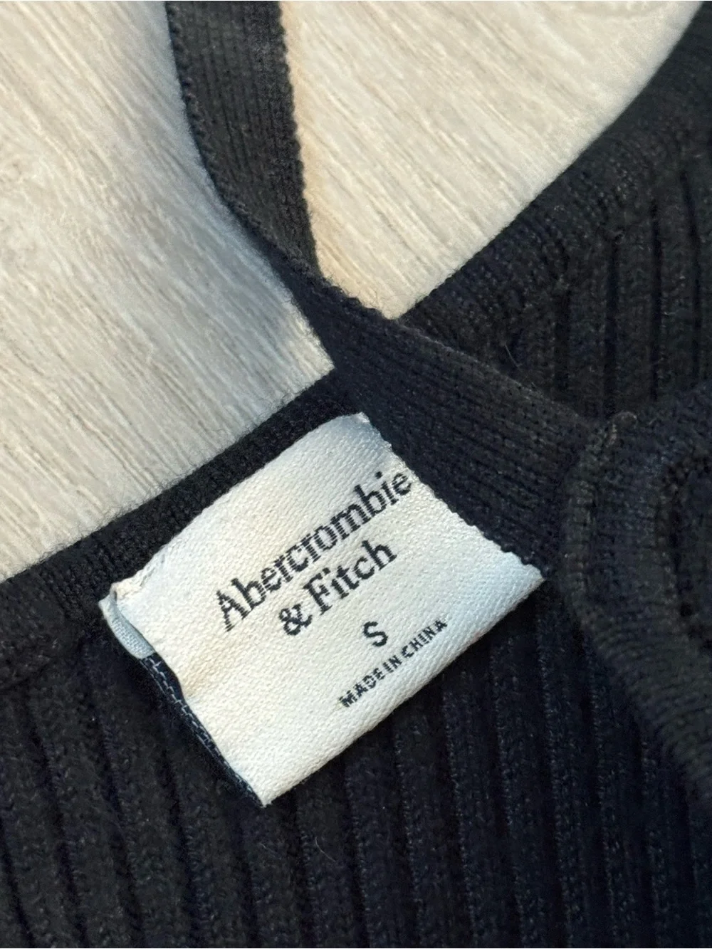 Abercrombie & Fitch Black Ribbed Cold-Shoulder Maxi Dress